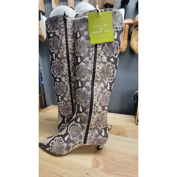 Brand New Gianni Bini Gianna Snake Print Kitten Heel Tall Boots Size 7 - Picture 11 of 14